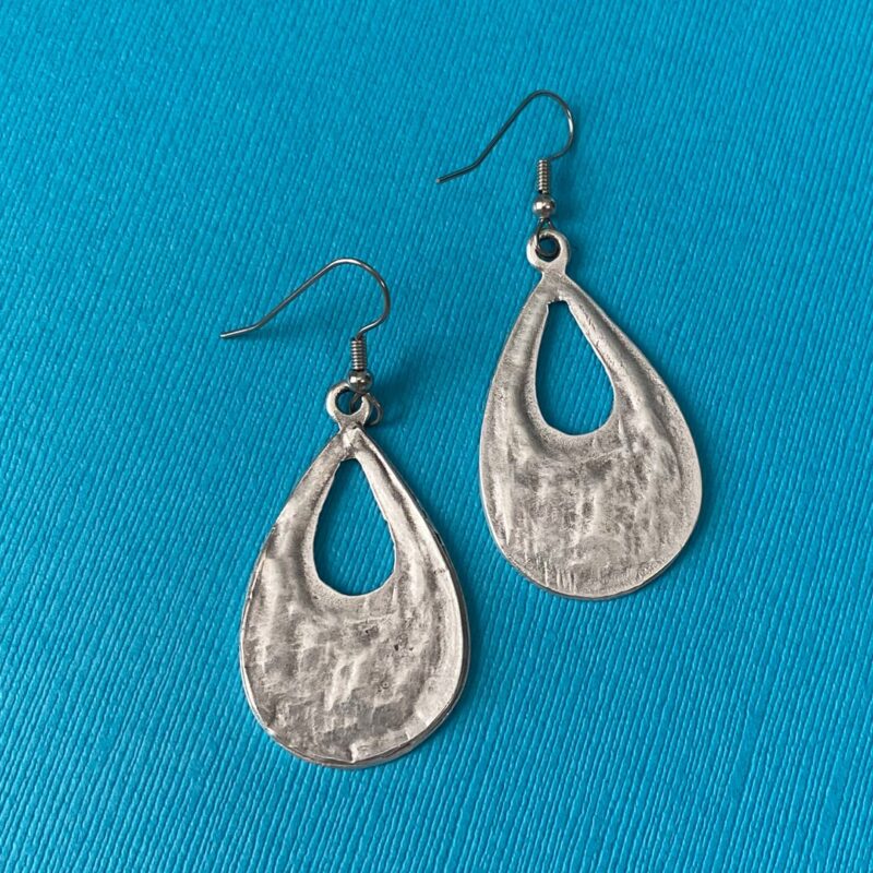 Silver Boho Floral Drop Earrings