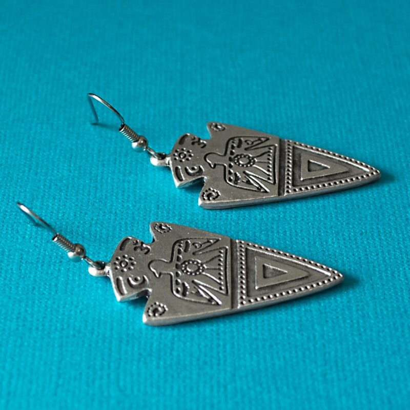Silver Arrowhead Thunderbird Earrings