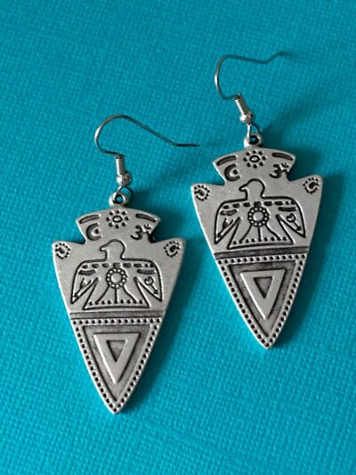 Silver Arrowhead Thunderbird Earrings