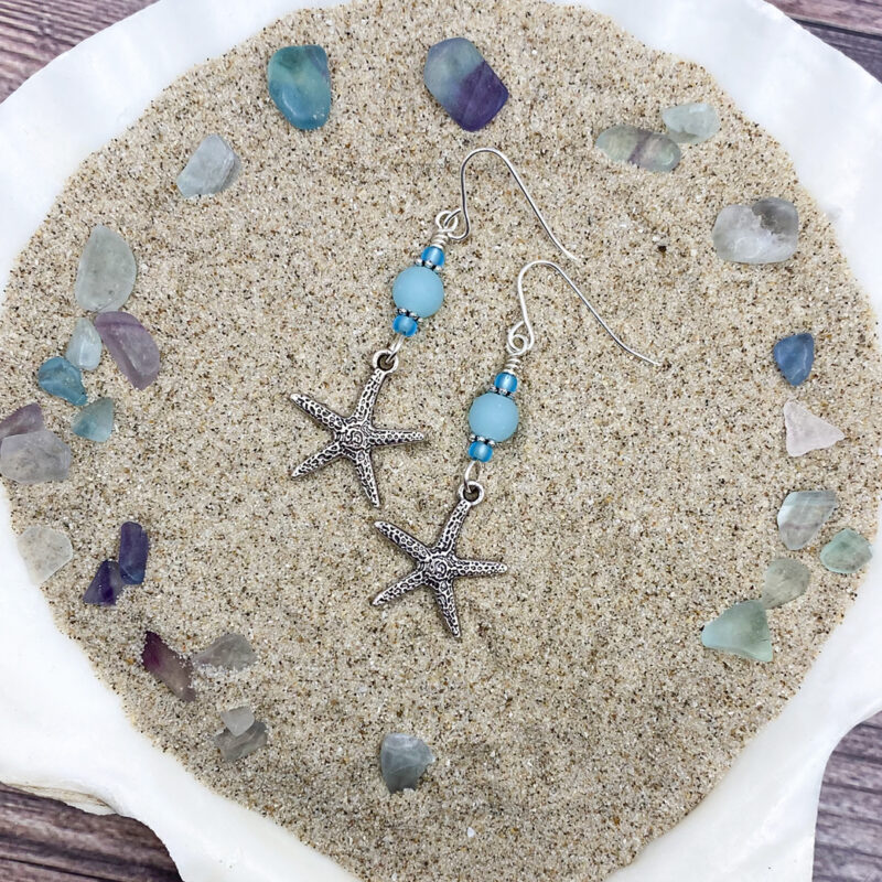 Starfish + Sea Glass Earrings