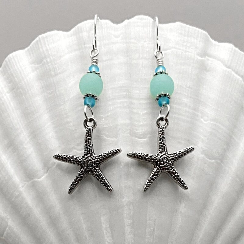 Starfish + Sea Glass Earrings