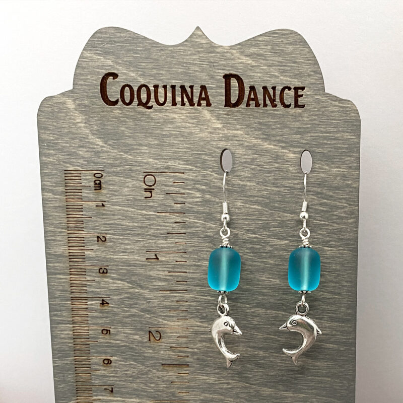 Dolphins + Turquoise Sea Glass Earrings
