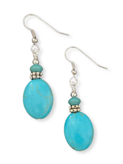 Oval Howlite and Magnesite Earrings