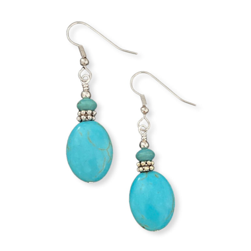 Oval Howlite and Magnesite Earrings