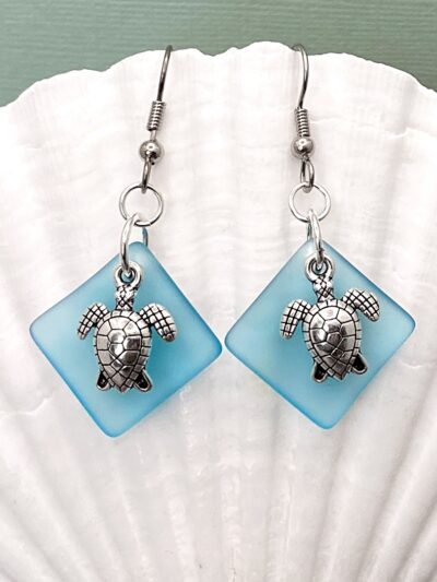 Turtles + Turquoise Sea Glass Earrings