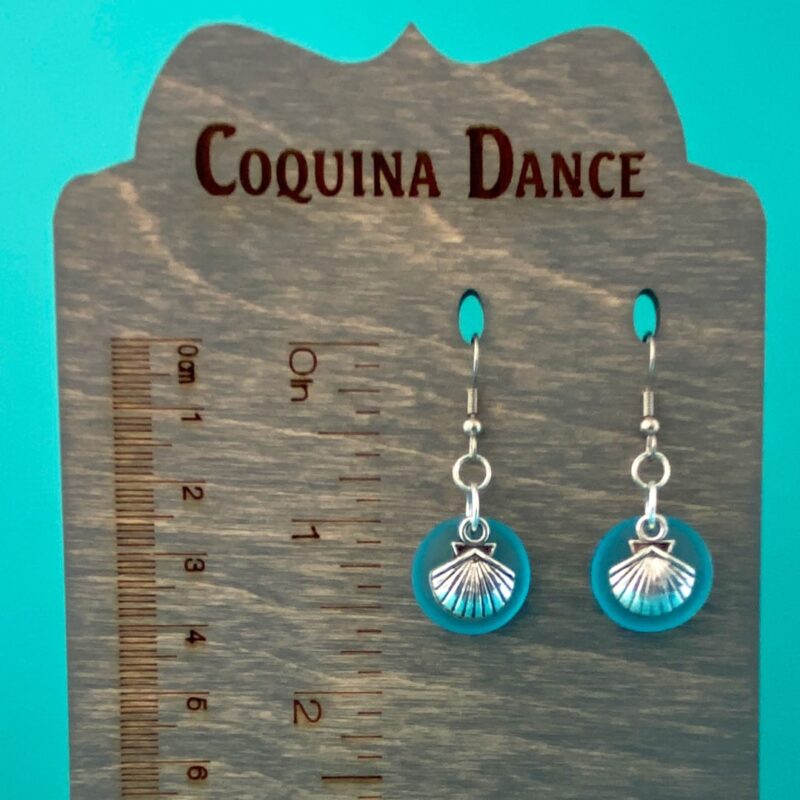 Seashell on Turquoise Sea Glass Earrings