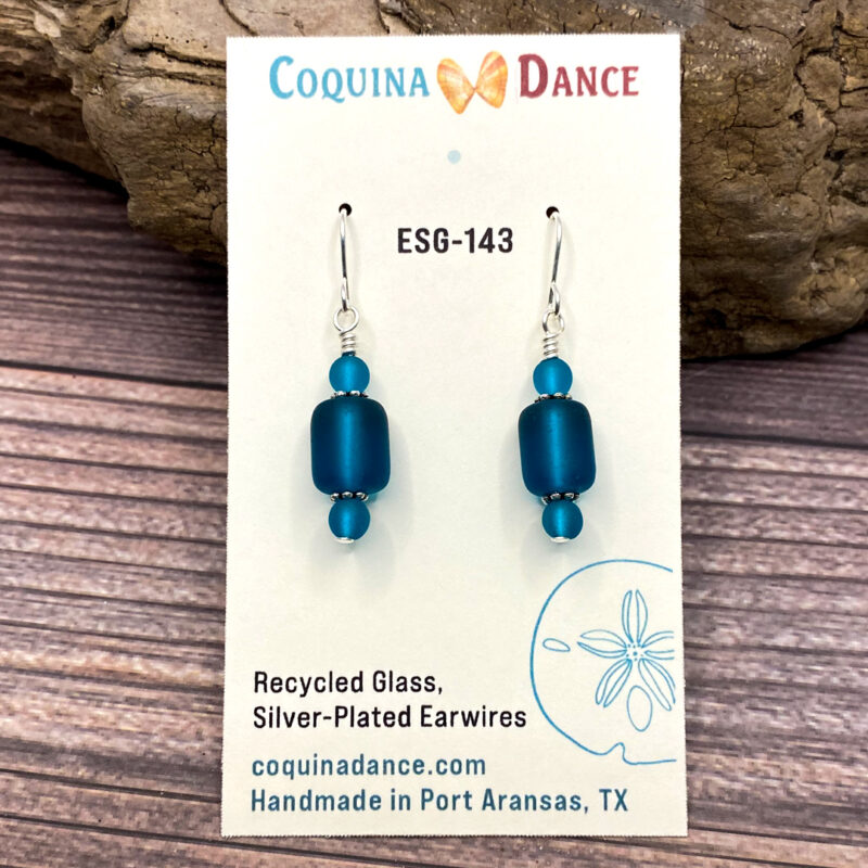 Teal Sea Glass Earrings