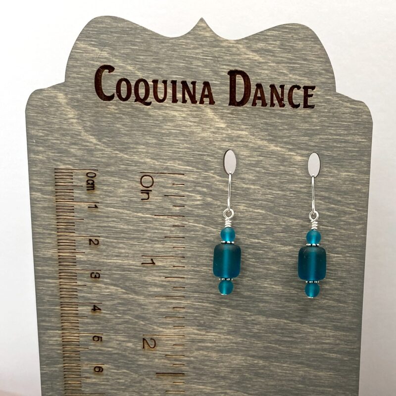 Teal Sea Glass Earrings