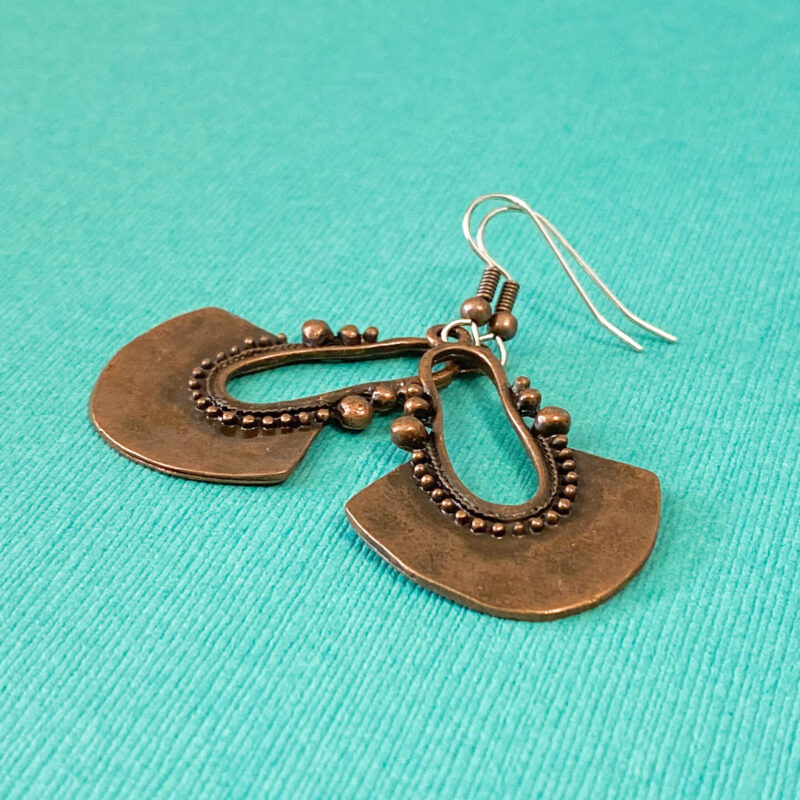 Long Antique Copper Dangle Earrings