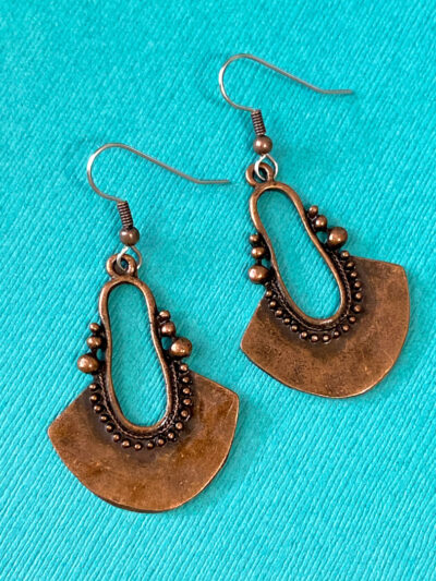 Long Antique Copper Dangle Earrings