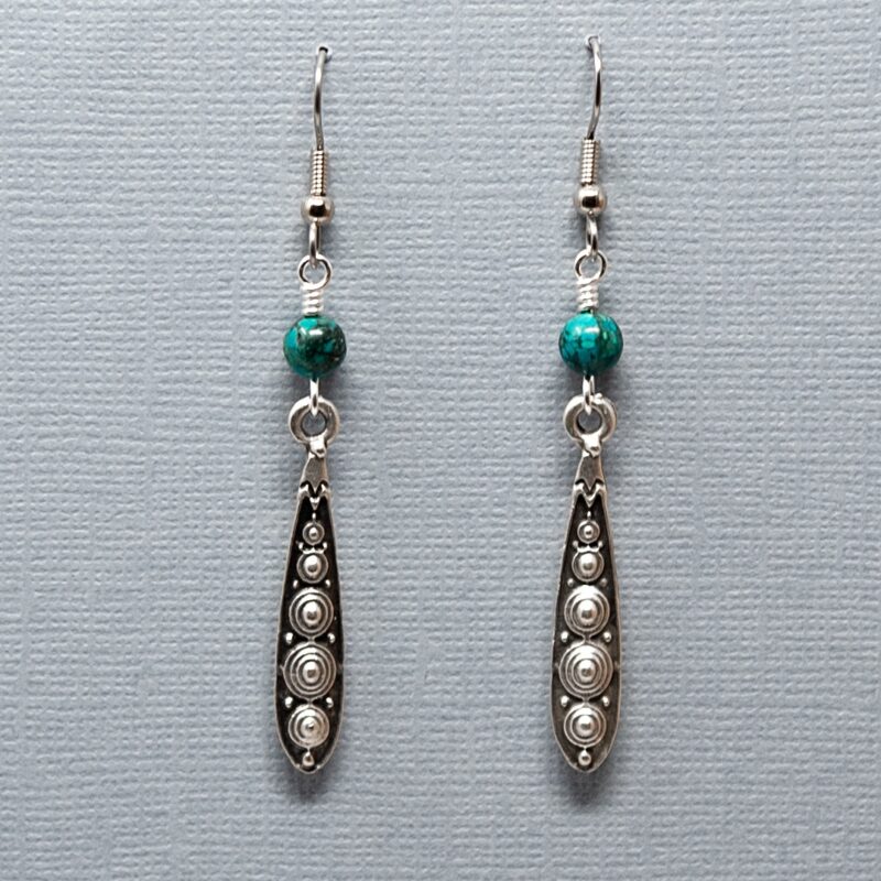 Silver Dangle Earrings with Turquoise