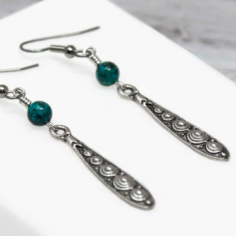 Silver Dangle Earrings with Turquoise