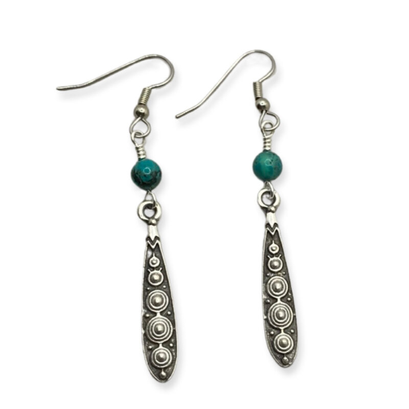 Silver Dangle Earrings with Turquoise