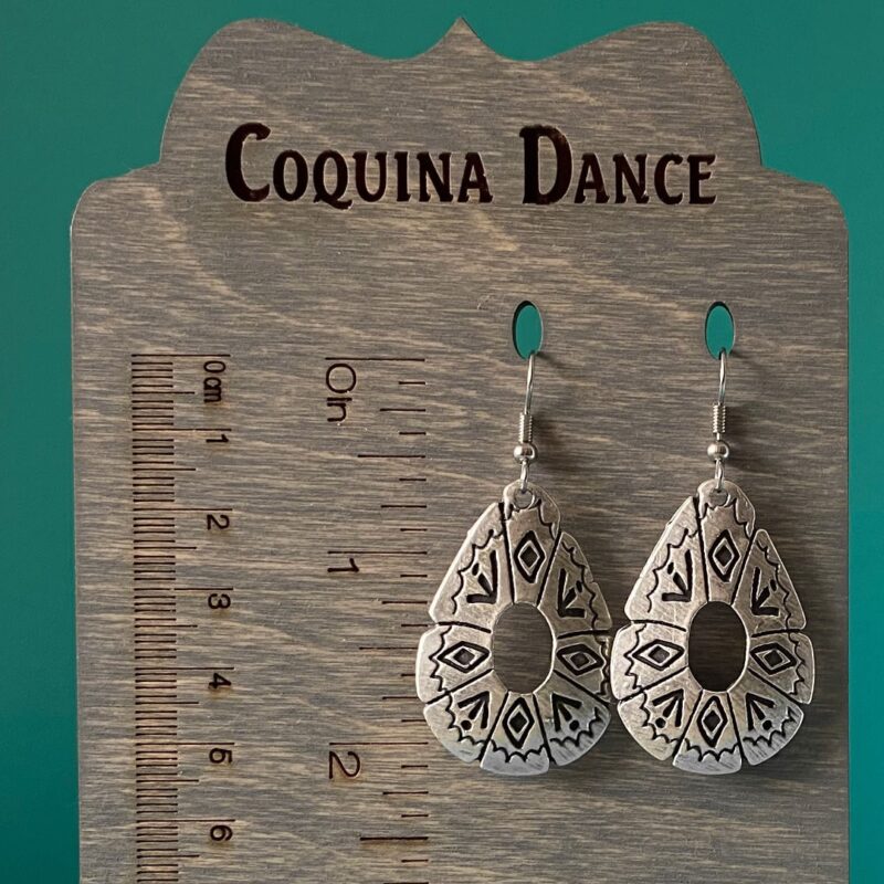 Large silver earrings with southwestern symbols