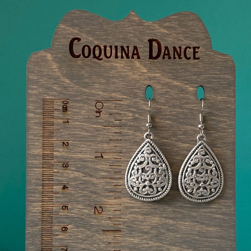 Antique Silver Ornate Teardrop Earrings