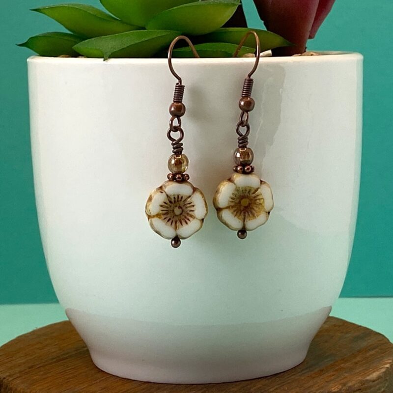 White Hawaiian Flower Earrings