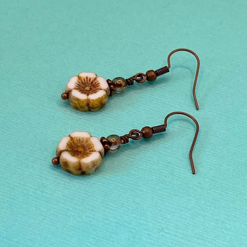 White Hawaiian Flower Earrings