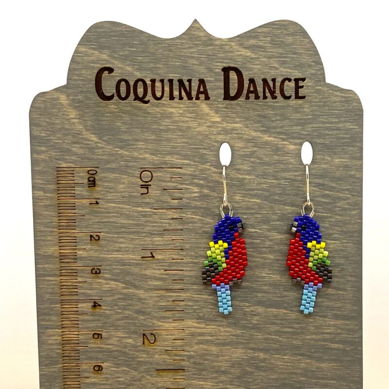 Painted Bunting Hand-Stitched Beaded Earrings