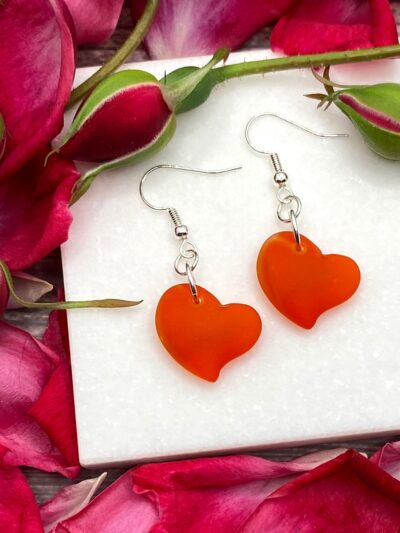 Follow Your Heart Tangerine Sea Glass Earrings