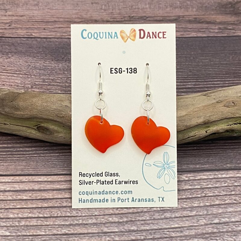 Follow Your Heart Tangerine Sea Glass Earrings