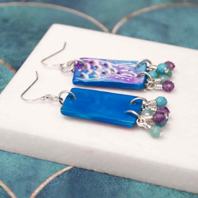 Purple and blue Mermaid Tail Earrings