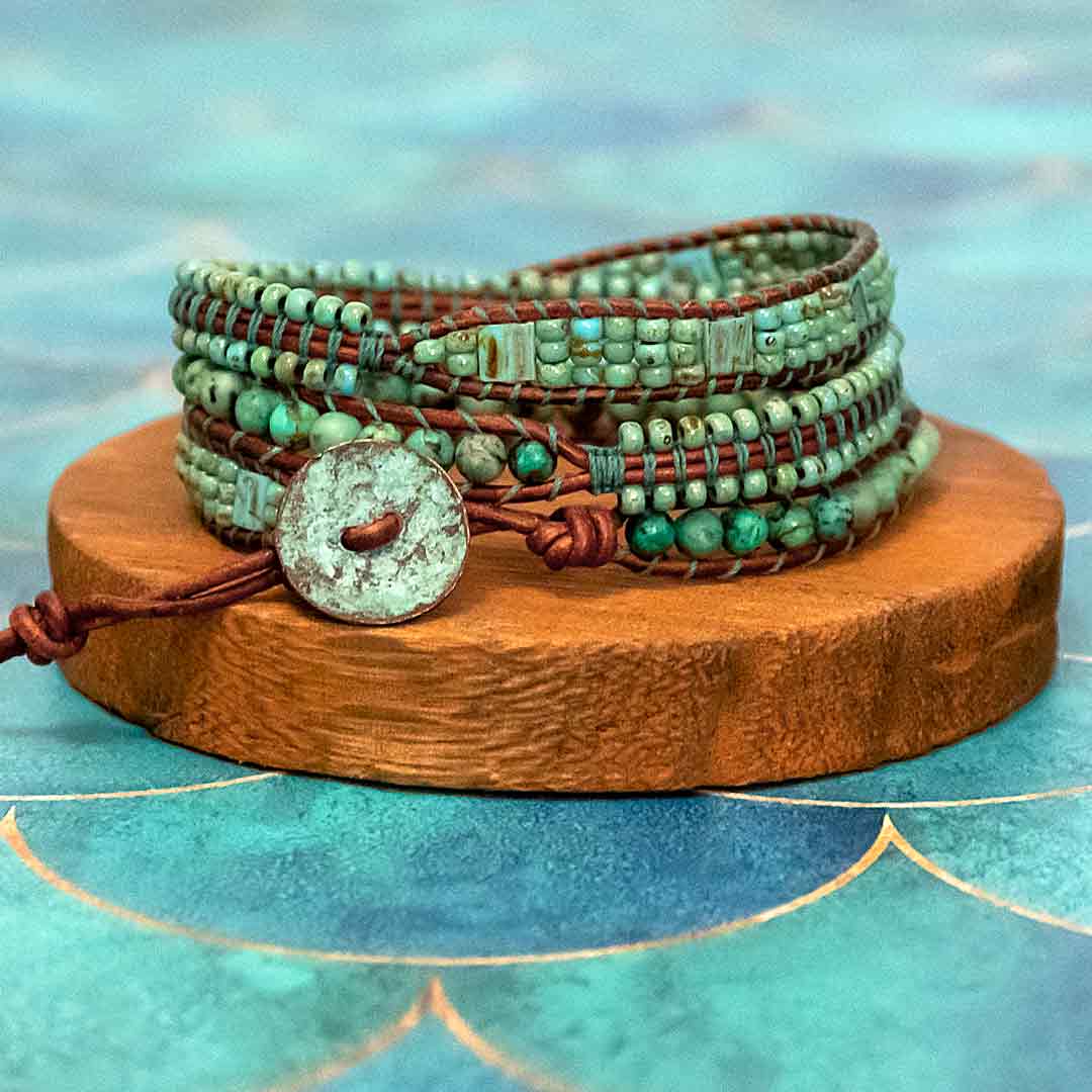 Stone Duo Wrap Bracelet/Necklace/Pin - Turquoise & African Turquoise/G -  Scout Curated Wears