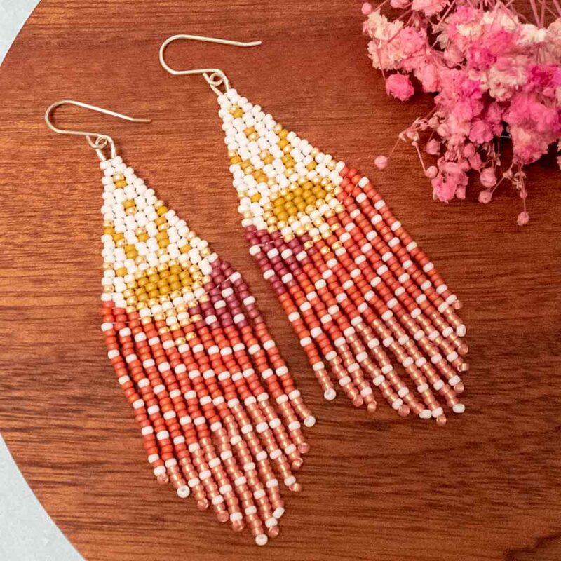 Summer Sunrise Beaded Fringe Earrings