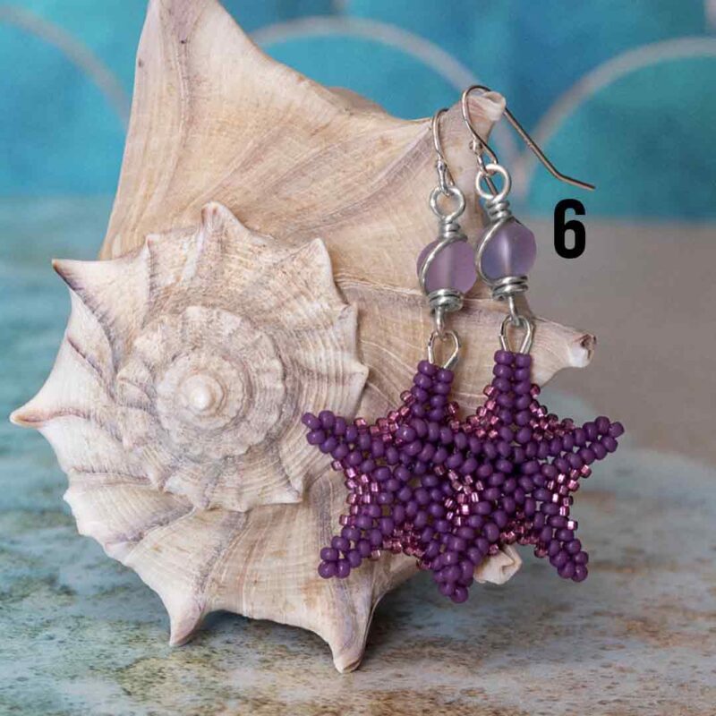 Purple handstitched starfish with purple beach glass