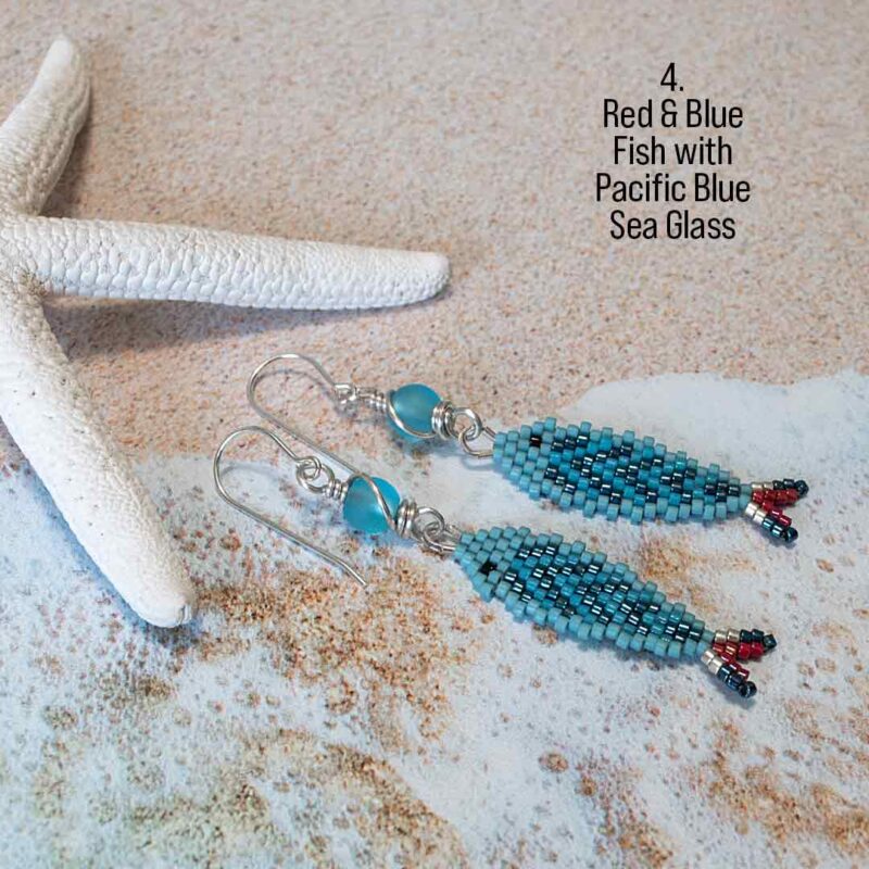 4. Red & Blue Fish with Pacific Blue Sea Glass