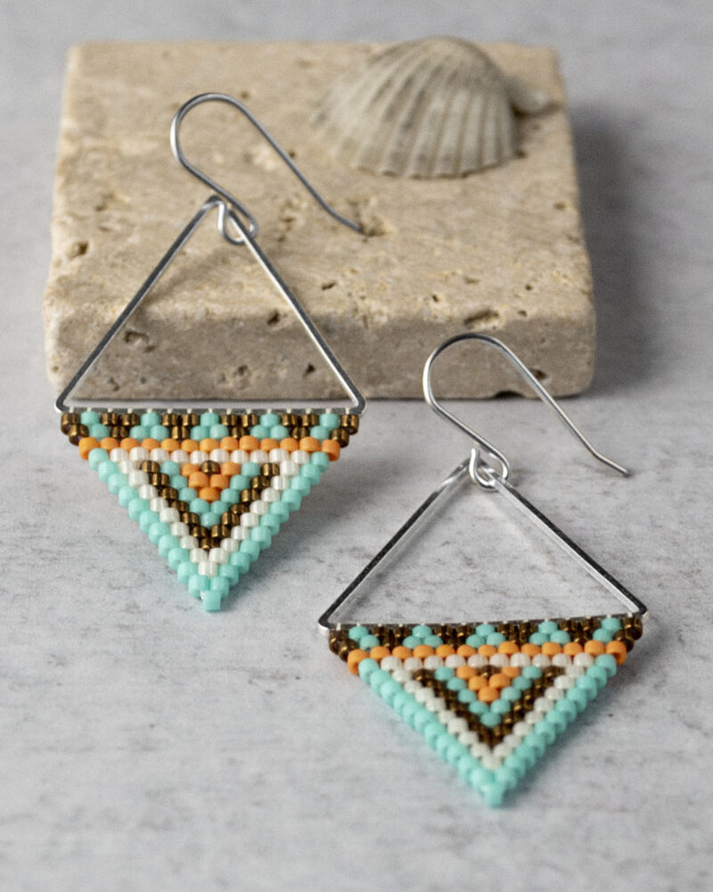 Southwestern hand-stitched triangle earrings