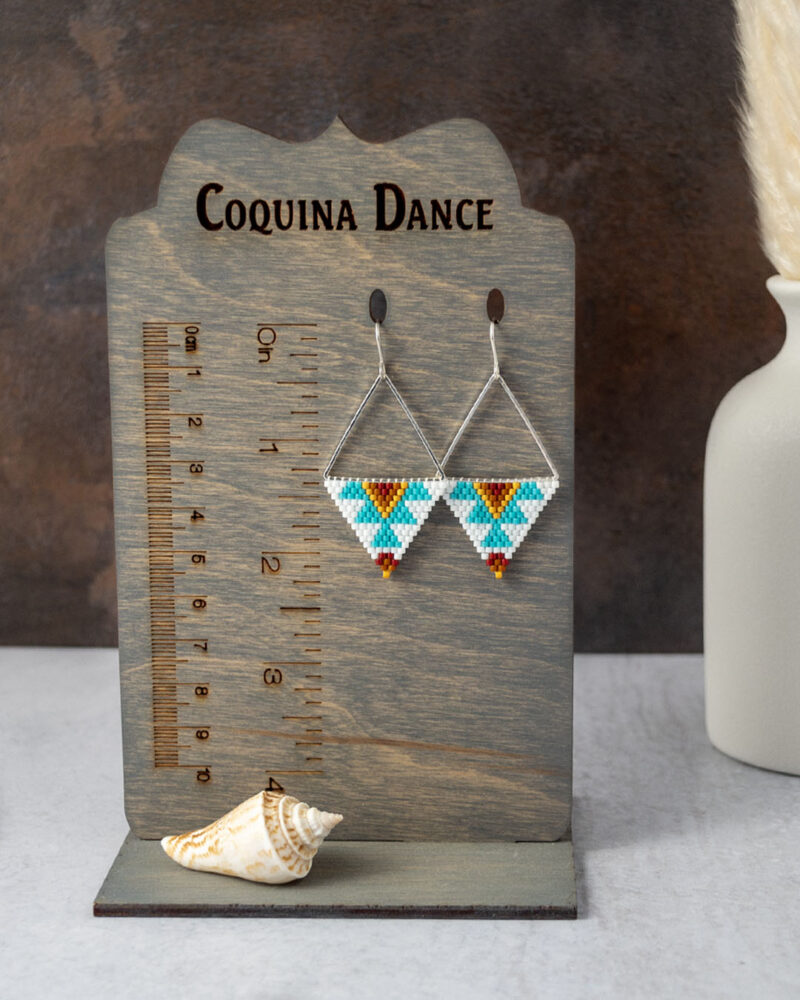 Southwestern hand-stitched triangle earrings