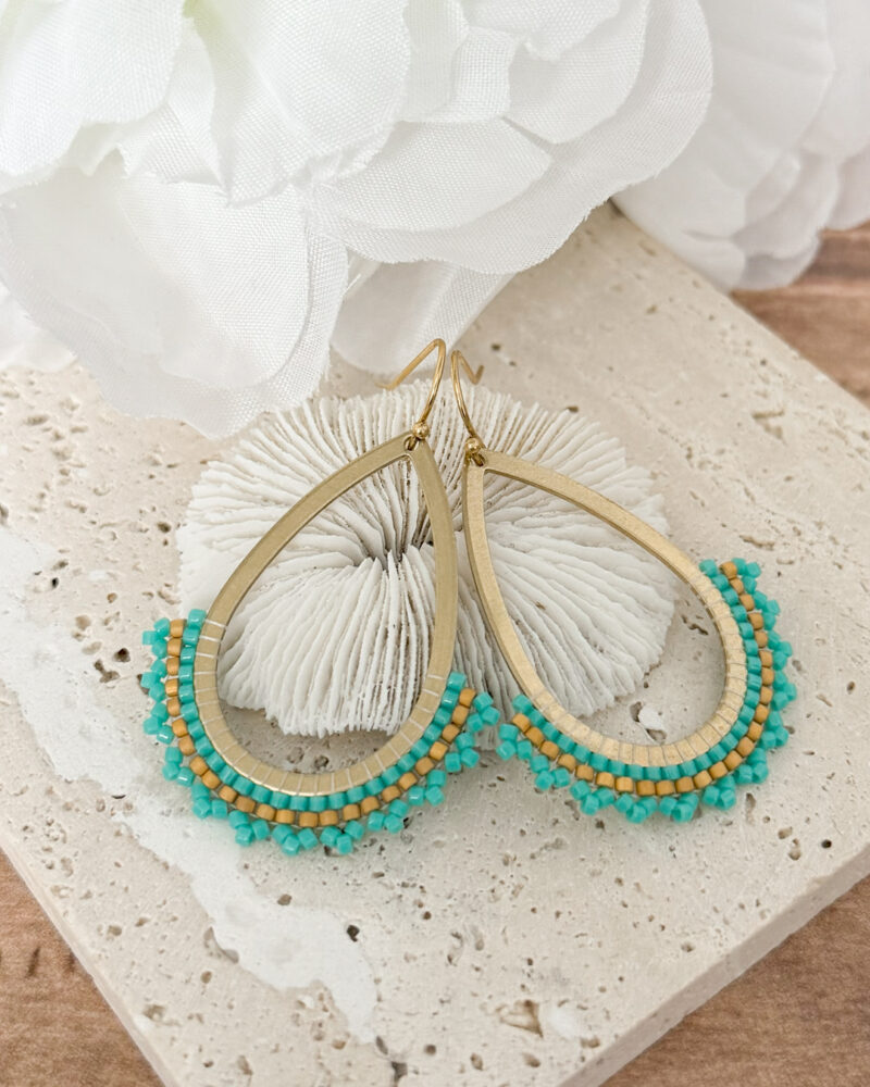 Tidekissed Beaded Brass Earrings