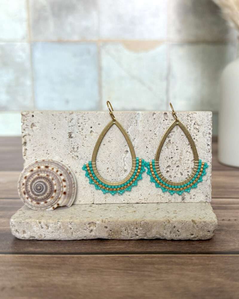 Tidekissed Beaded Brass Earrings