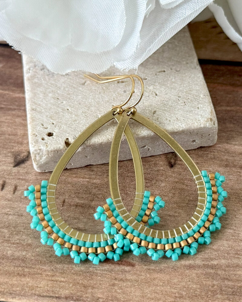 Tidekissed Beaded Brass Earrings