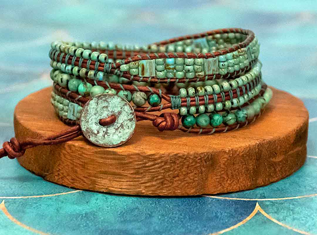 African Turquoise triple wrap bracelet